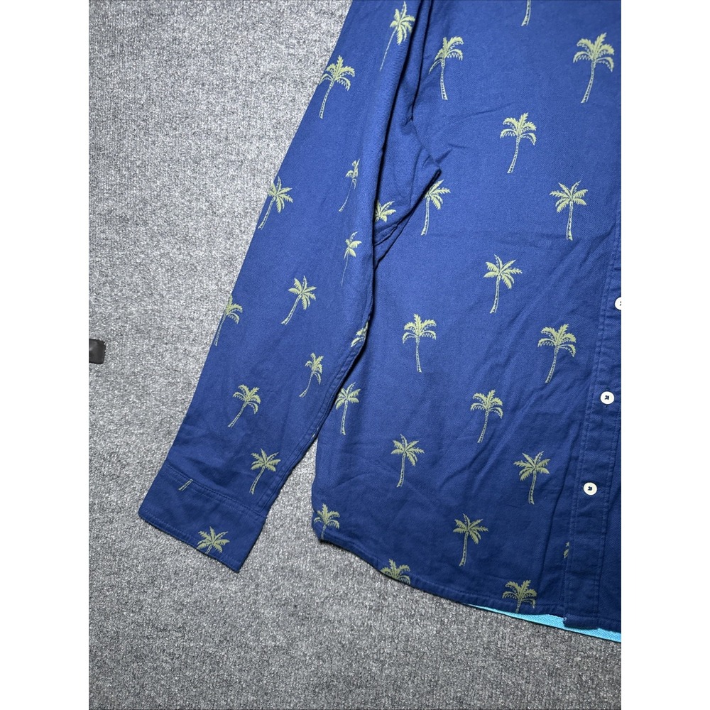 Chubbies Men's Blue Palm Tree Print Button Down Long Sleeve Shirt Large - Picture 6 of 7